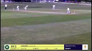 Tom Walker bowled Shaun von Berg with this absolute Jaffa this afternoon! #UTH 💛💙