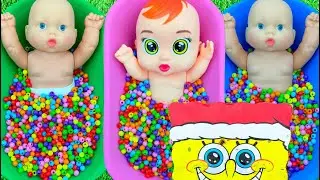 Full of 3 Rainbow Bath Tubs Candy with M&M's & Magic Slime Cutting