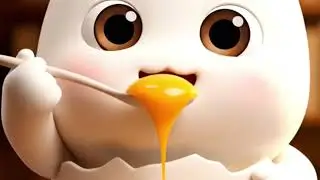 Egg baby enjoying breakfast 🥚🥄💛So cute it hurts 😭 #egg #eating #cartoon #aivideo #kidsvideo 