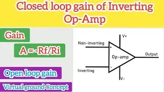 Closed loop Gain of an Inverting Op-Amp || Virtual ground Concept || Open loop Gain of Op-amp