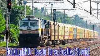 EMD Honking & ICF Track Sound &brvbar; Teesta Torsa Festival Special Express at Sodpur &brvbar; Light Locomotives