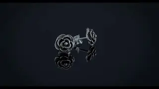 Garden Black Rose Flower Stud Earrings Oxidized 925 Sterling Silver