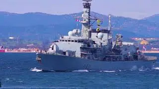 F82 HMS Somerset Entering Gibraltar Harbour