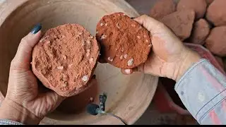 Masterpiece Handmade Red sand dusty+white concrete dip crumb in Claypot crunchy #asmr #purecement