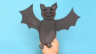 Paper Bat Puppet, How to make paper puppet. Halloween crafts with paper