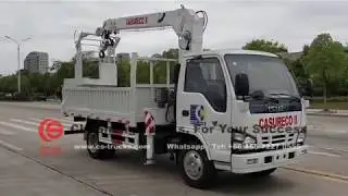 ISUZU 4tons telescopic boom crane truck with insulated working bucket