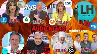 AUDIENCIAS 22 ENERO 2024 MATINAL  ANTENA 3 ESPEJO PUBLICO SEXTA TVE MA&Ntilde;ANEROS TELECINCO CUATRO LA2