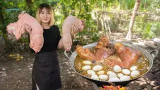 Amazing Cooking Flavorful Braised Pig Legs in Countryside Recipes