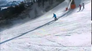 Skiing from the top of the Forcelles chairlift to the Col Pradat gondola