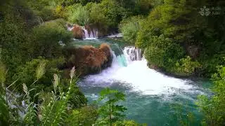 Turquoise River & Waterfall 🌊 Soothing Sounds for Deep Sleep