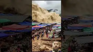 Flash flood & land sliding hits street Asian market #mustview #viralshort #trending