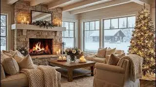Winter Piano in White Lounge | Piano de Invierno y Chimenea | Sleep Music