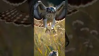Red-tailed hawk swoops to catch prey, AI generated #hawk #wildlife  #shorts  #viral #thrill #ai