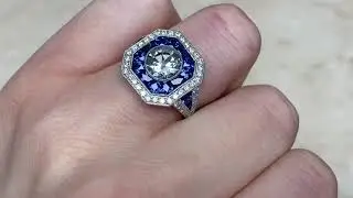 Natural Aquamarine & French Cut Sapphire and Diamond Halo Ring - Woodlands Ring - Hand Video
