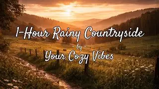 1 Hour Rainy Countryside at Sunset | Rolling Hills for Relaxation & Calm Ambience