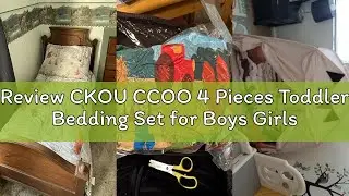 Review CKOU CCOO 4 Pieces Toddler Bedding Set for Boys Girls,Farmhouse Farm Animal Toddler Comforter