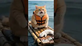 Cat and Ferret's Epic Raft Adventure! 🐾🌊