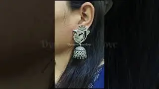 Silver Look Alike Jhumka Earrings I Silver Replica Antique Pearl Earrings I Jaipuri Jewellery
