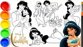 How to draw Princess Jasmine - Aladdin Coloring Page