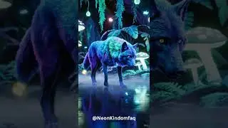 Neon Wolf Howl Magical 4K Sci Fi Forest Ambient Relaxation #aivideo #wallpaperengine #futuristic