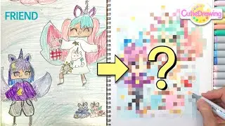 Drawing Your Art in My Style! SUN AND MOON ANGEL   //Practicing Drawing#39//