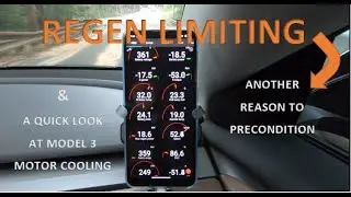 Regen limiting with a cold LFP battery - another reason to precondition. Quick look at motor cooling