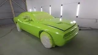 Dodge Challenger sublime green respray @Thatbodyshopchannel66 #automobile #carpainting #Challenger 