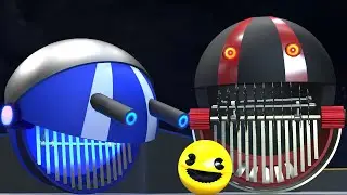 PACMAN VS TWO  ROBOT PACMAN AND DEAF MONSTER PACMAN