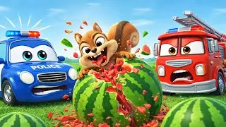 The Naughty Squirrel & the Watermelon Catapult 🍉🐿️ | Rescue Cars Fun