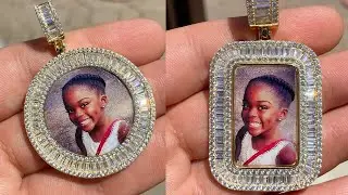 Harlembling Moissanite & Man Made Diamond Memory Pendant Photo Necklace Iced Out - Srarting @ $99!!!