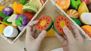 Mixing Fruits and Vegetables Colorful, Cutting Apples Grapes  Satisfying Video Squishy ASMR Pop it ♪