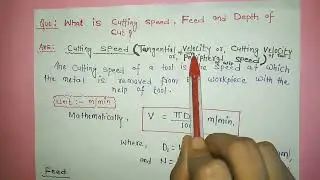 What Is Cutting Speed, Feed, & Depth Of Cut | Cnc Machine Programming