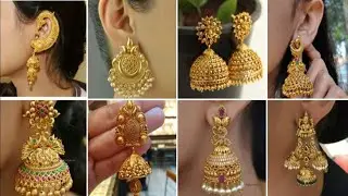 Latest and Beautiful Gold Jhumka Earrings Design/Light weight gold earrings design/