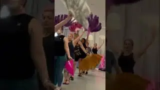 Group Burlesque Feather Fan Dance in rehearsal!