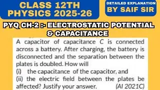 A capacitor of capacitance C is connected across a battery. After charging, the battery is...