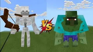 Mutant skeleton titan VS Mutant zombie villager titan in Minecraft