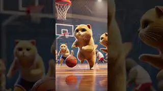 basketball #cat #funny #funnyvideo #cute #aiimages #cartoon #shorts #basketball #nba