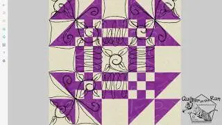Free Motion Quilting Ideas for A Goose in the Pond Block Variation #2
