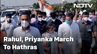 Hathras Case: Stopped On Way To Hathras, Gandhis Begin March To Meet Woman's Family