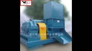 Slab cutter breaks rubber block into small size