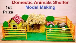 domestic animals shelter model making using cardboard and waste materials | diy | howtofunda