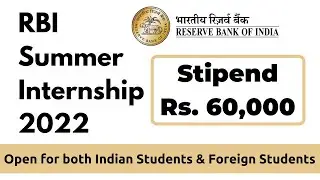RBI Summer Internship 2022 | Stipend 60,000 INR