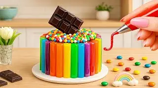 Mini Rainbow Candy Cake 🌈🍬 | Super Easy Cake Decorating Idea!