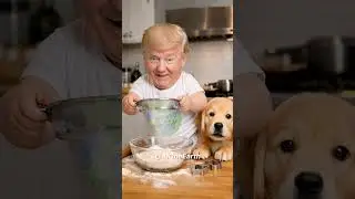 😂 Flour Everywhere! Trump & Puppy Disaster #trump #funny