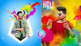 Holi special 2021 picsart photo editing   tutorial in picsart | Holi picsart edit Deepak Creations