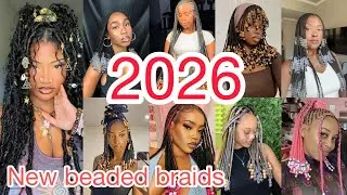 ‼️Новые идеи причесок с косами из бисера 2026 года🔥Милые и лучшие стили для темнокожих женщин!