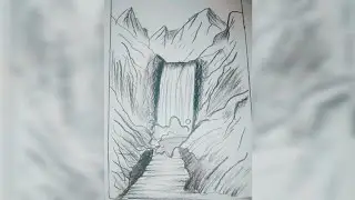 pencil waterfall drawing step by step