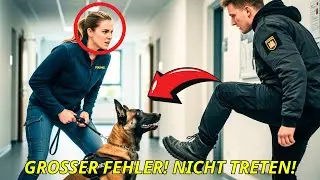 Er hob den Fuß gegen den Diensthund  Sie sagte nur ein einziges Kommando