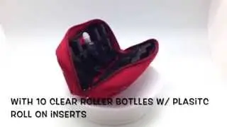 Red Essential Oil Travel Bag With 10ml Clear Glass Roller Bottles