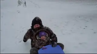 Toddler's First Time Tobogganing